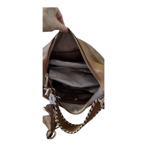 Michael Kors Leather Lauryn‎ Acorn Brown Shoulder Bag NWOT - Picture 9 of 12